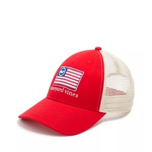 Vineyard Vines American Flag Whale Trucker Hat
